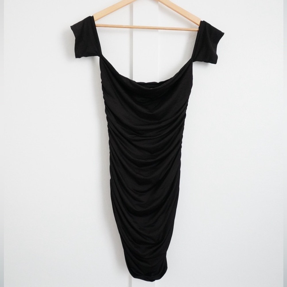 Revolve Superdown Black Ruched Mini Dress - Picture 1 of 3